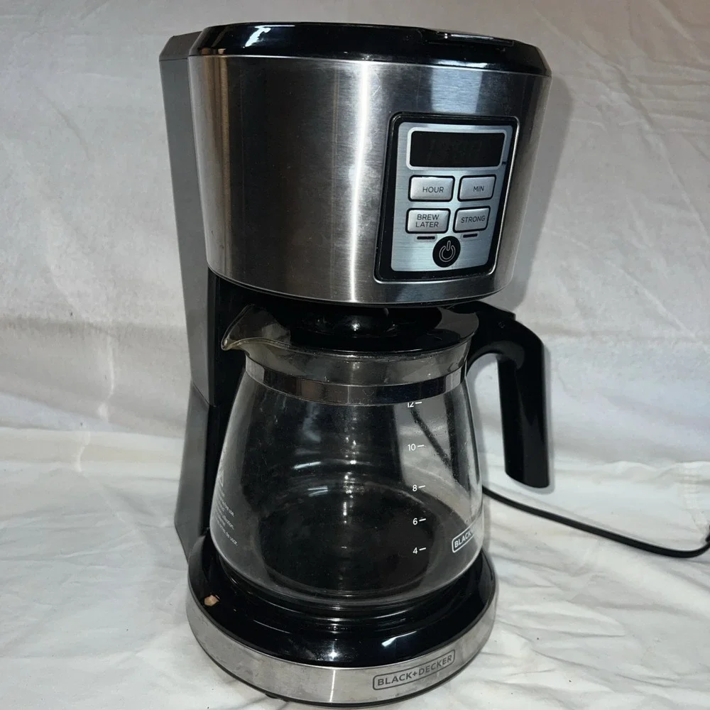 BLACK+DECKER 12 Cup Programmable Coffee Maker Stainless Steel Brew Strength